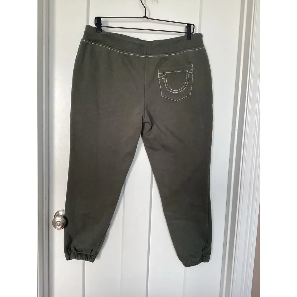 True Religion Men's XL Olive Green Jogger Sweatpants‎ logo casual